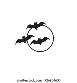 Halloween bats and moon vector icon