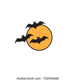 Halloween bats and moon vector icon color