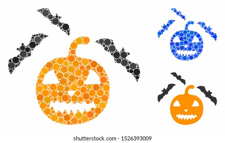 Halloween bats mosaic for halloween bats icon of circle elements in different sizes and color hues. Vector circle elements are organized into blue collage.