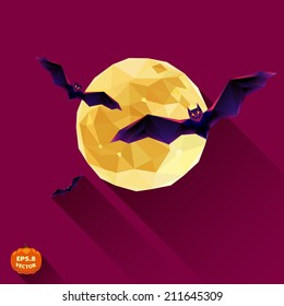 Halloween bats on a background of a bright moon