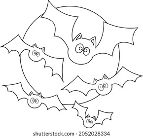 Halloween bats on the background of the moon.