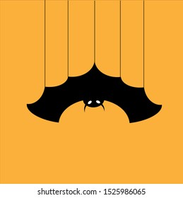 Halloween bats on orange-yellow background