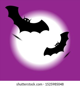 Halloween bats on purple background