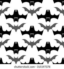 Halloween bats seamless pattern on white background