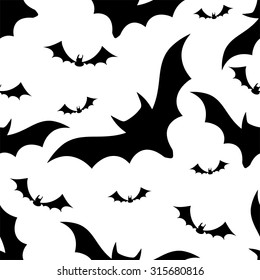 Halloween bats seamless pattern on white background