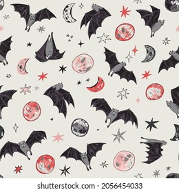 Halloween bats seamless vector pattern