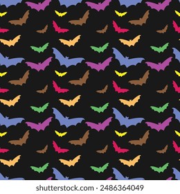 Halloween Bats Seamless Vector Pattern Design