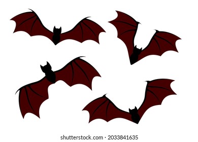 Halloween bats set. Collection of vector illustration isolated on white background