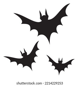 halloween bats silhouette shadows, halloween vampire black bats doodles, bats flying, vector graphic