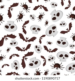 halloween bats with spiders and skull pattern