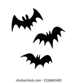 Halloween bats. Spooky season decorative animals. Bat illustrations set.