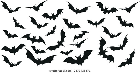 Conjunto de pegatinas de murciélagos de Halloween Ilustración vectorial