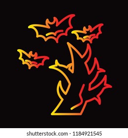 Halloween bats and tree icon