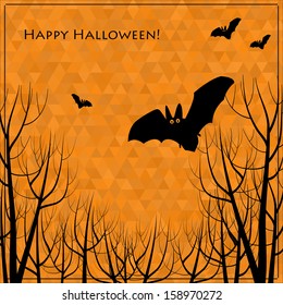 Halloween bats and trees background 