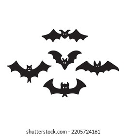 Halloween Bats Vector Set Cameo Silhouette Ready For Print Or Your Designs.