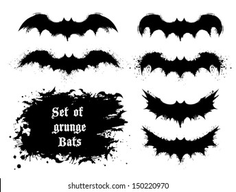 Halloween bat-shape labels with grunge elements