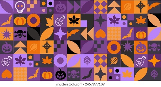 Halloween bauhaus pattern,background - vector graphics	