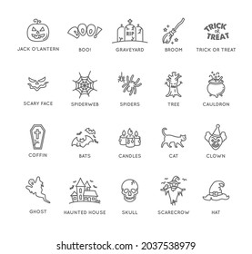 Halloween beautiful icon set, vector thin line style
