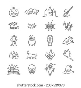 Halloween beautiful icon set, vector thin line style