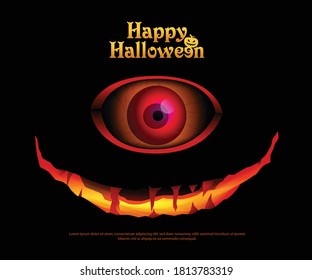 Halloween Big Eye and Creepy Smiley Layout/Cover. Creative Design Concept Background