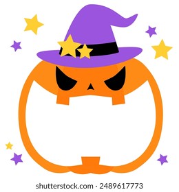 Halloween big mouth pumpkin frame_vector illustration
