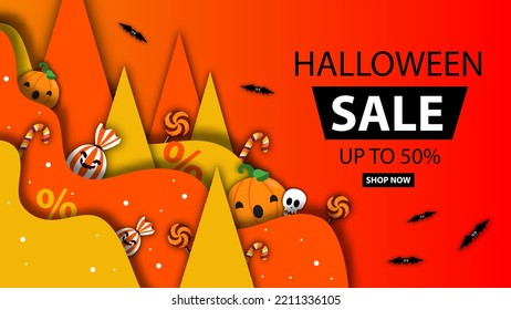 Halloween big sale flyer web banner or social media post design