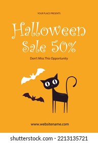 Halloween big sale poster flyer or social media post template design