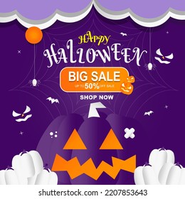 Halloween Big Sale Promotion Template Background Design