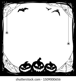 Halloween Black Background Bats Jack O Stock Vector (Royalty Free ...