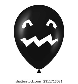 Halloween black balloon illustration with scary and funny face