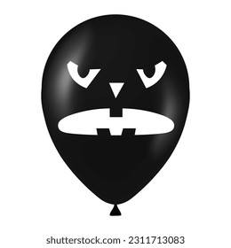 Halloween black balloon illustration with scary and funny face