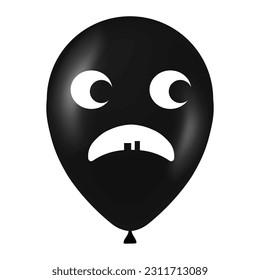 Halloween black balloon illustration with scary and funny face