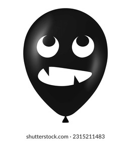 Halloween black balloon illustration with scary and funny face