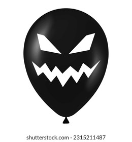 Halloween black balloon illustration with scary and funny face