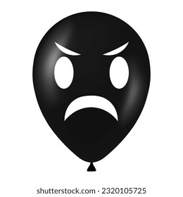 Halloween black balloon illustration with scary and funny face