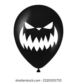 Halloween black balloon illustration with scary and funny face