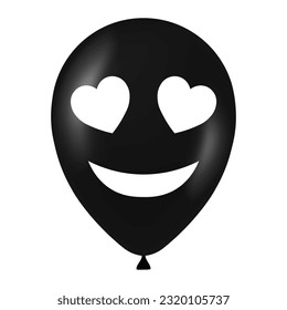 Halloween black balloon illustration with scary and funny face