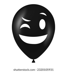 Halloween black balloon illustration with scary and funny face