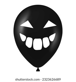 Halloween black balloon illustration with scary and funny face