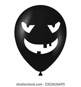 Halloween black balloon illustration with scary and funny face