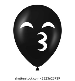 Halloween black balloon illustration with scary and funny face