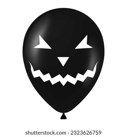 Halloween black balloon illustration with scary and funny face