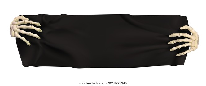 Halloween black banner. 3d vector cartoon object