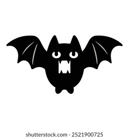 Halloween black bat flying flat icon