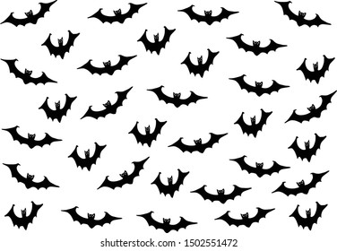 Halloween Black Bat Icon Set Bats Stock Vector (Royalty Free ...