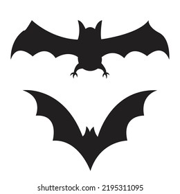 Halloween black bat icon set, Bats Silhouettes, Halloween symbol, on white background.