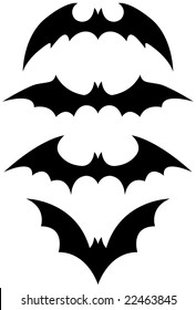 Halloween black bat icon set