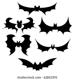 Halloween black bat icon set