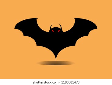 Halloween black bat icon. Vector illustration. Halloween symbol.