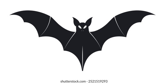 Halloween black bat illustration on a white background.